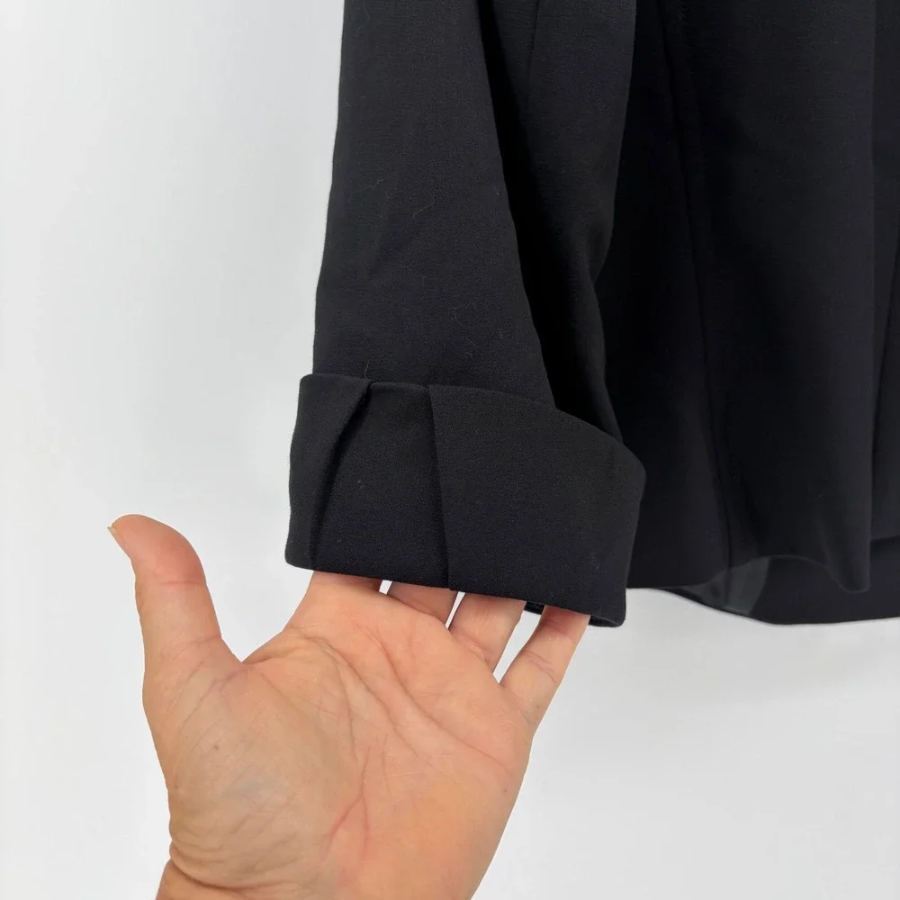Tahari Arthur S Levine Black‎ Button Front Swing Jacket 14W 3/4 Sleeve Lined
